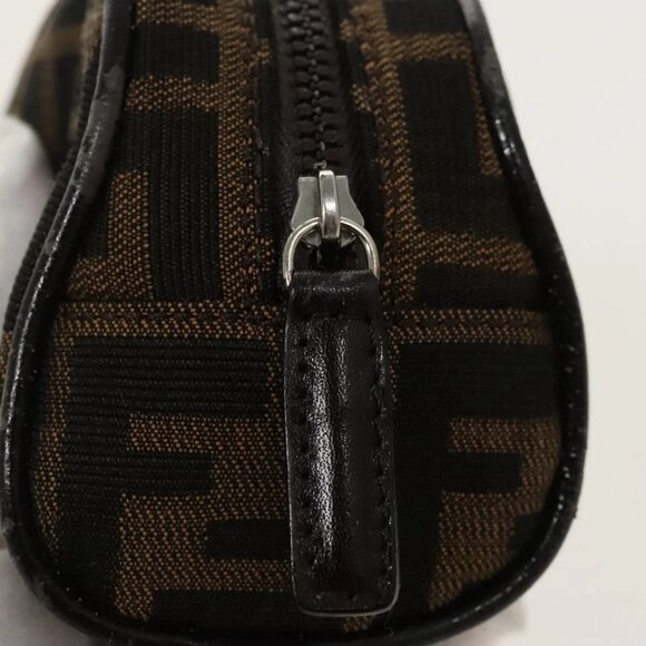 FENDI Zucca Canvas Pouch Brown Black Silver Auth - Picture 8 of 16